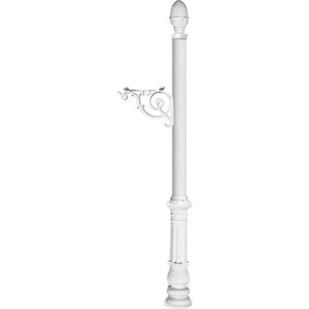 Lewiston Support Bracket Post System with Ornate Base & Pineapple Finial, White LPST-703-WHT